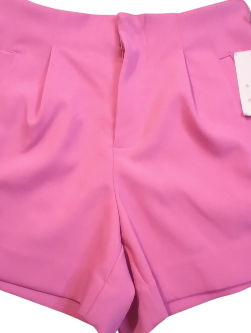 NWT High-Rise Pink Women's Tailored Shorts Midi Stretch Size 4 Pockets Pleated